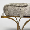 Jessie 55L x 16W WhiteGray Hair-On-Hide Seat WGold Metal Base Accent Bench - Default Title