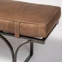 Jessie 55L x 16W Brown Leather Seat WBlack Metal Base Accent Bench - Default Title