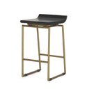 Givens 2425H Seat Height Brown Wood Seat Gold Metal Frame Stool - Default Title