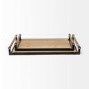 Benson Set of 2 Brown Wood Black Metal Trays - Default Title