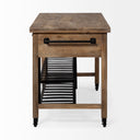 Stuart I Brown Solid Wood Top Two-Tier Black Metal Rolling Kitchen Island - Default Title