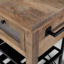 Stuart I Brown Solid Wood Top Two-Tier Black Metal Rolling Kitchen Island - Default Title