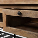 Stuart I Brown Solid Wood Top Two-Tier Black Metal Rolling Kitchen Island - Default Title