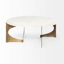 Reinhold 49 Round White Marble Top Gold Metal Base Coffee Table - Default Title