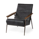 Grosjean Black Leather Wrap Metal Frame Accent Chair - Default Title