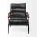 Grosjean Black Leather Wrap Metal Frame Accent Chair - Default Title