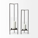 Abigail I Large Gunmetal Gray Metal Table Candle Holder - Default Title