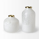 Pearl Short White Gold Rim Glass Vase - Default Title