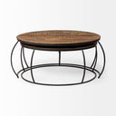 Clapp I Set of 2 41 38 Round Brown Wood Top Black Iron Base Nesting Coffee Tables - Default Title