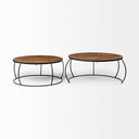 Clapp I Set of 2 41 38 Round Brown Wood Top Black Iron Base Nesting Coffee Tables - Default Title