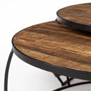 Clapp I Set of 2 41 38 Round Brown Wood Top Black Iron Base Nesting Coffee Tables - Default Title