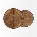 Clapp III Set of 2 20L x 20W Brown Round Wood Top W Black Metal Frame Nesting Accent Tables - Default Title
