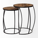 Clapp IV Set of 2 20L x 20W Brown Round Wood Top W Black Iron Frame Nesting Accent Tables - Default Title