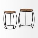 Clapp IV Set of 2 20L x 20W Brown Round Wood Top W Black Iron Frame Nesting Accent Tables - Default Title