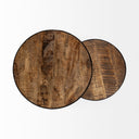Clapp IV Set of 2 20L x 20W Brown Round Wood Top W Black Iron Frame Nesting Accent Tables - Default Title