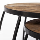 Clapp IV Set of 2 20L x 20W Brown Round Wood Top W Black Iron Frame Nesting Accent Tables - Default Title