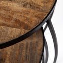 Clapp IV Set of 2 20L x 20W Brown Round Wood Top W Black Iron Frame Nesting Accent Tables - Default Title