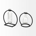 Monica I Short Black Metal Glass Bottle Vase - Default Title