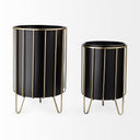 Pianta 13 x 21 Set of Two Black Metal Insert Brass Frame Plant Stands - Default Title