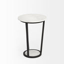 Bombola I Small 15L x 15W White Round Marble Top WBlack Metal Frame Accent Table - Default Title