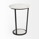 Bombola II Large 18L x 18W White Round Marble Top WBlack Metal Frame Accent Table - Default Title