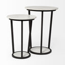 Bombola II Large 18L x 18W White Round Marble Top WBlack Metal Frame Accent Table - Default Title