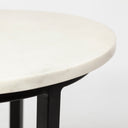 Bombola I Small 15L x 15W White Round Marble Top WBlack Metal Frame Accent Table - Default Title