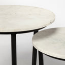 Bombola I Small 15L x 15W White Round Marble Top WBlack Metal Frame Accent Table - Default Title