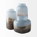 Nasser I Short BlueGoldChrome Urn Style Glass Vase - Default Title