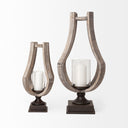 Brillion Small Rustic Wood Metal Table Candle Holder - Default Title