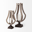 Brillion Small Rustic Wood Metal Table Candle Holder - Default Title