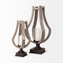 Brillion Large Rustic Wood Metal Table Candle Holder - Default Title
