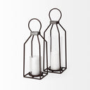 Kingston II Small Rustic Metal Framed Table Candle Holder - Default Title