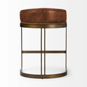 Hollyfield II Brown Leather Seat Gold Metal Base Stool - Default Title