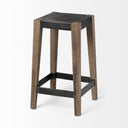 Nell 26 Seat Height Black Metal Seat Foot Rest With Brown Wood Legs Stool - Default Title