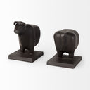 Taurus III Set of 2 9L x 4W Black Cast Aluminum Bull Bookends - Default Title