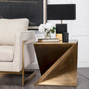 Zelda 20L x 20W Gold Metal-Cladded Z-Shaped Wooden Accent Table - Default Title
