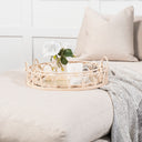 Leona Set of 2 Natural Wicker Woven Mirrored Base Nesting Trays - Default Title