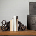 Cogsworth Set of 2 14L x 4W Brown Resin Industrial Gear Bookends - Default Title