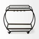 Chriselle Black Metal And Glass Two Tier Bar Cart - Default Title