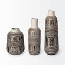 Riker III Large Dark Gray Cream Ceramic Vase - Default Title