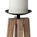 Astra Small Light Brown Wood Pedestal Base Table Candle Holder - Default Title