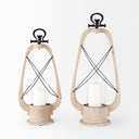 Zain I Small Brown Wooden Vintage Inspired Candle Holder Lantern - Default Title