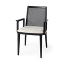 Clara Black Wood W Cream Fabric Seat and Cane Back Dining Chair - Default Title