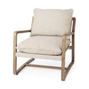 Brayden 283L x 341W x 35H Light Brown Wood W Beige Fabric Seat Accent Chair - Default Title