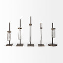 Jarvis Set of Five Dark Brown Metal and Glass Chemistry Inspired Bottles - Default Title