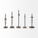 Jarvis Set of Five Dark Brown Metal and Glass Chemistry Inspired Bottles - Default Title
