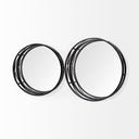 Piers Set of 2 Black Metal Mirrored Round Trays - Default Title
