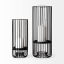 Velo II Large Black Metal Cylindrical Table Candle Holder - Default Title
