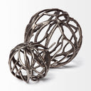 Sphaira II Large 7L x 7W Silver Cast Aluminum Decorative Tree Branch Orb - Default Title